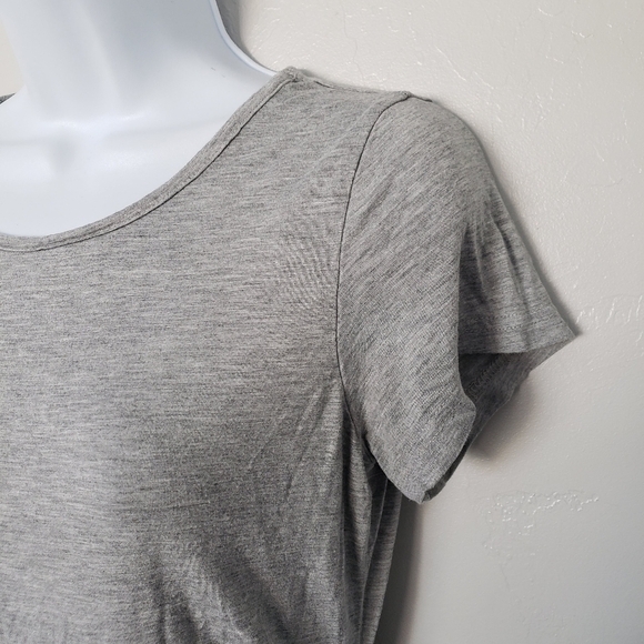Smallshow Small Maternity Top Heather Grey Short Sleeve Shirt Ruched Sides - Picture 6 of 7